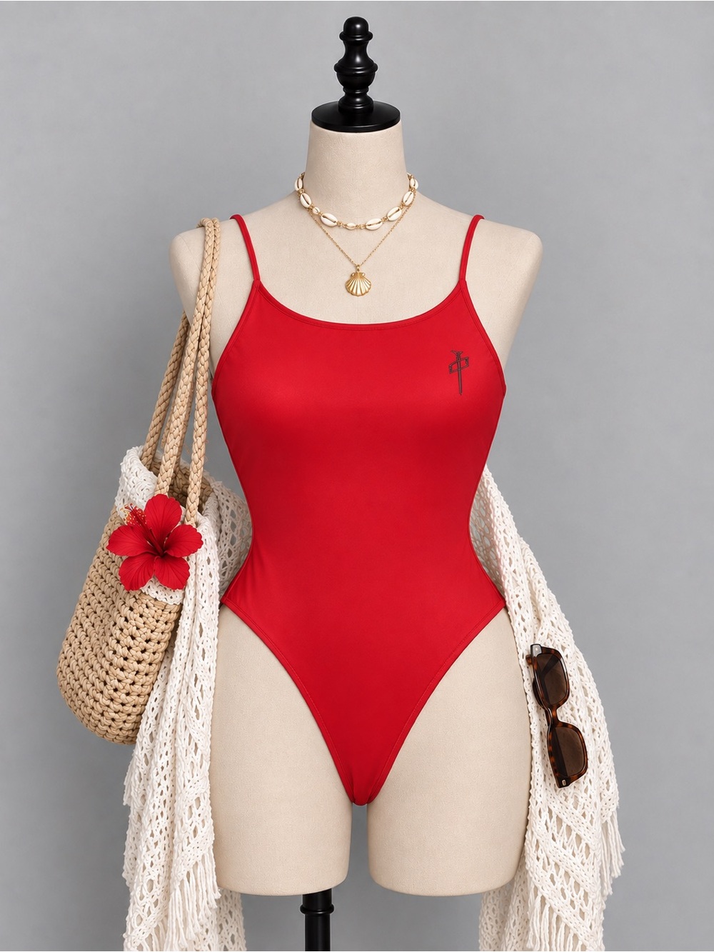 Red Dragon One-Piece Swimsuit Red